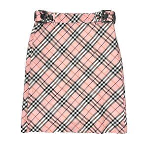 Size Small Burberry Blue Label (Japan) Pink Plaid Nova Pencil Skirt with Belt